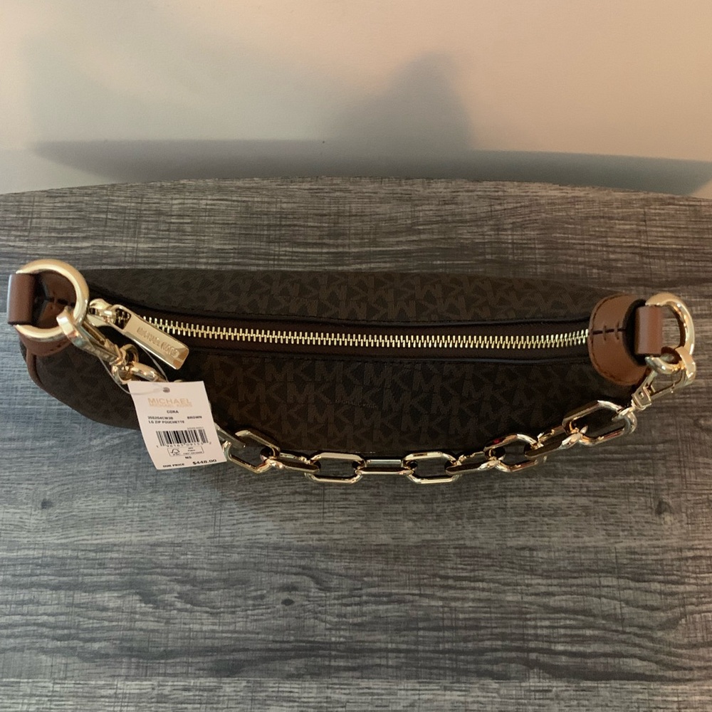 Michael Kors Large Cora Dark Brown Bag with Gold Chain NWT - Picture 5 of 9